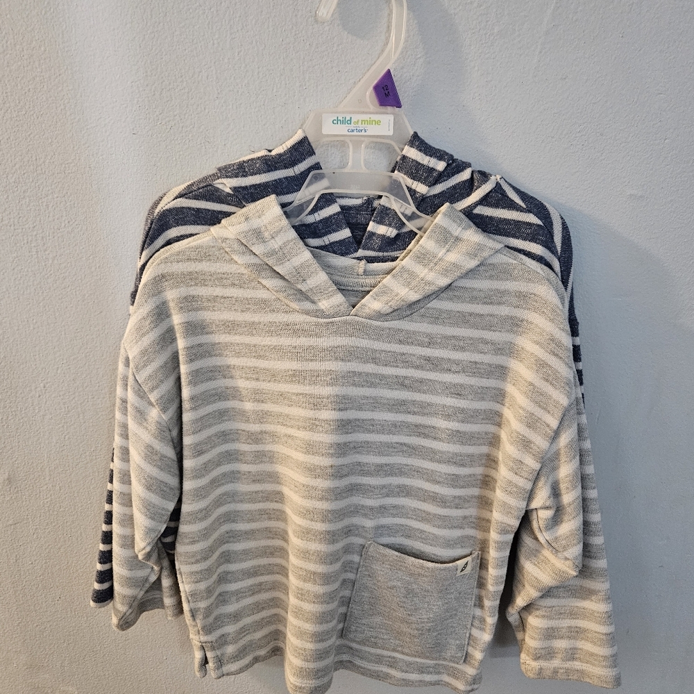 Striped Gray and Blue Kids Sweater
